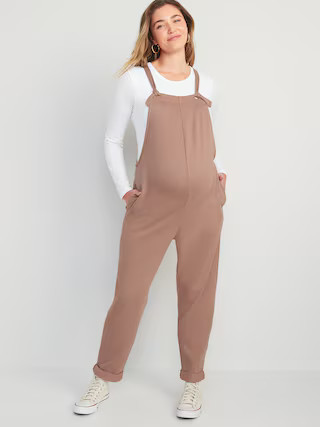 Maternity Soft-Knit Knotted-Strap Overalls | Old Navy (US)