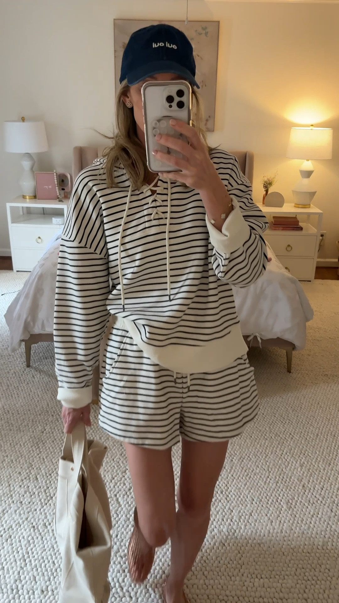 Target set! Fleece inside makes this SO cozy! Size L top ( I like my sweatshirts oversized ) and small shorts ( great legroom! ) 