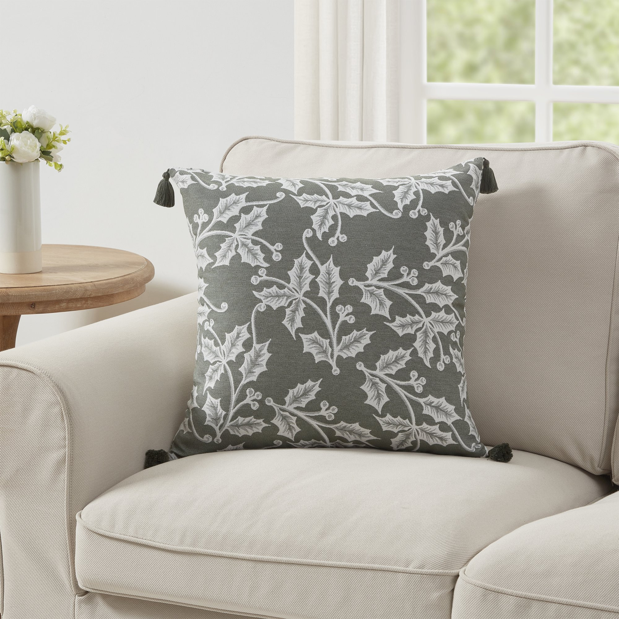 My Texas House Holly 20" x 20" Reversible Green Tassel Decorative Pillow Cover | Walmart (US)