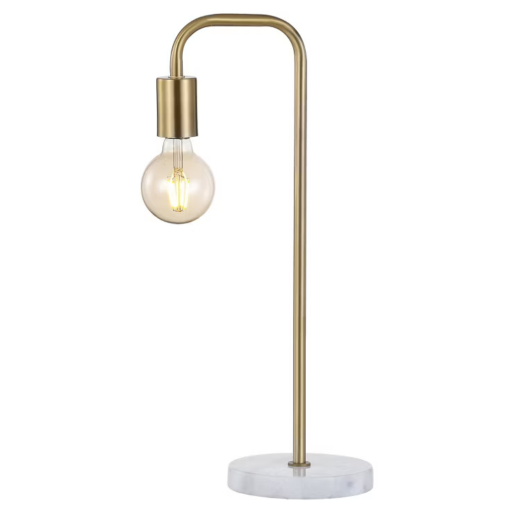 20.5" Metal/Marble Minimalist Glam Pipe Table Lamp (Includes LED Light Bulb) Brass - Jonathan Y | Target