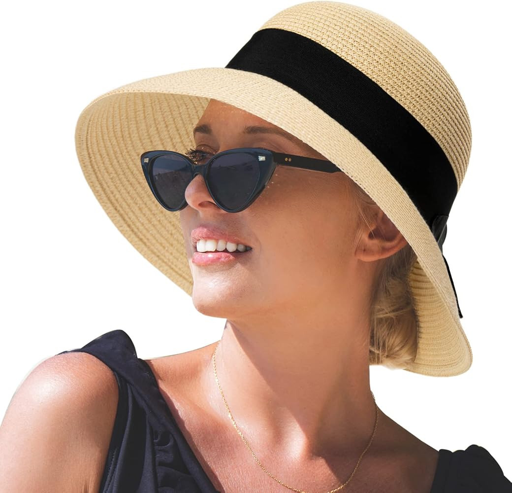 Comhats Sun Hats Women, Ladies Straw Beach Hats UV Protection Summer Hat Foldable UPF 50 Wide Bri... | Amazon (UK)