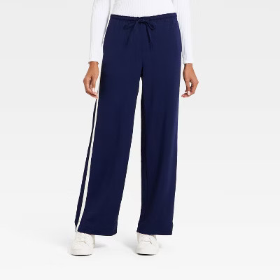 Women's Effortless Pull-On Pants - A New Day™ Navy L | Target