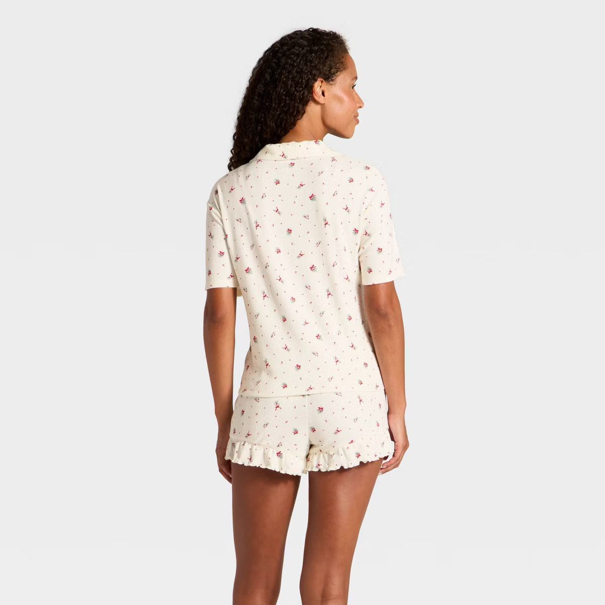 Women's Pointelle Notch Collar Shirt and Shorts Pajama Set - Wild Fable™ | Target