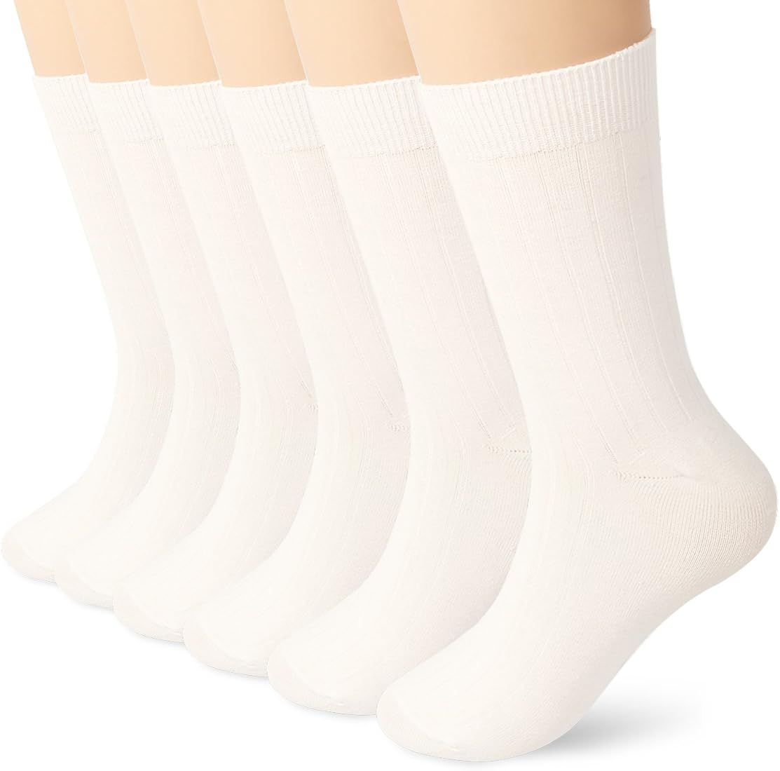 Womens Thin Cotton Crew Socks High Ankle 6 Pack | Amazon (US)