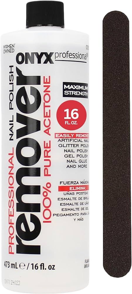 Onyx Professional 100% Pure Acetone Nail Polish Remover Kit with 7 inch Nail File, Maximum-Streng... | Amazon (US)