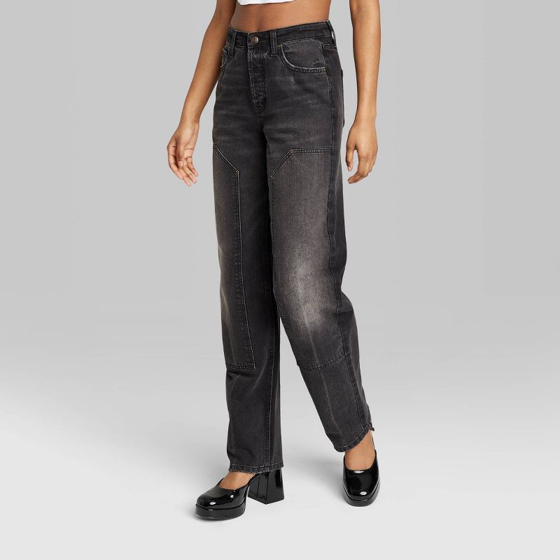 Women's High-Rise Straight Jeans - Wild Fable™ Black Wash | Target