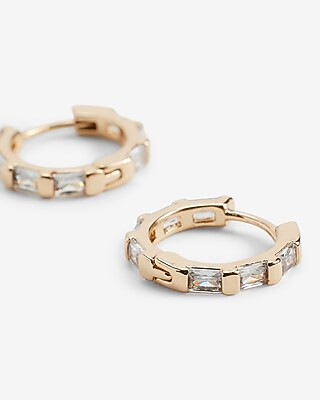Baguette Hoop Huggie Earrings | Express
