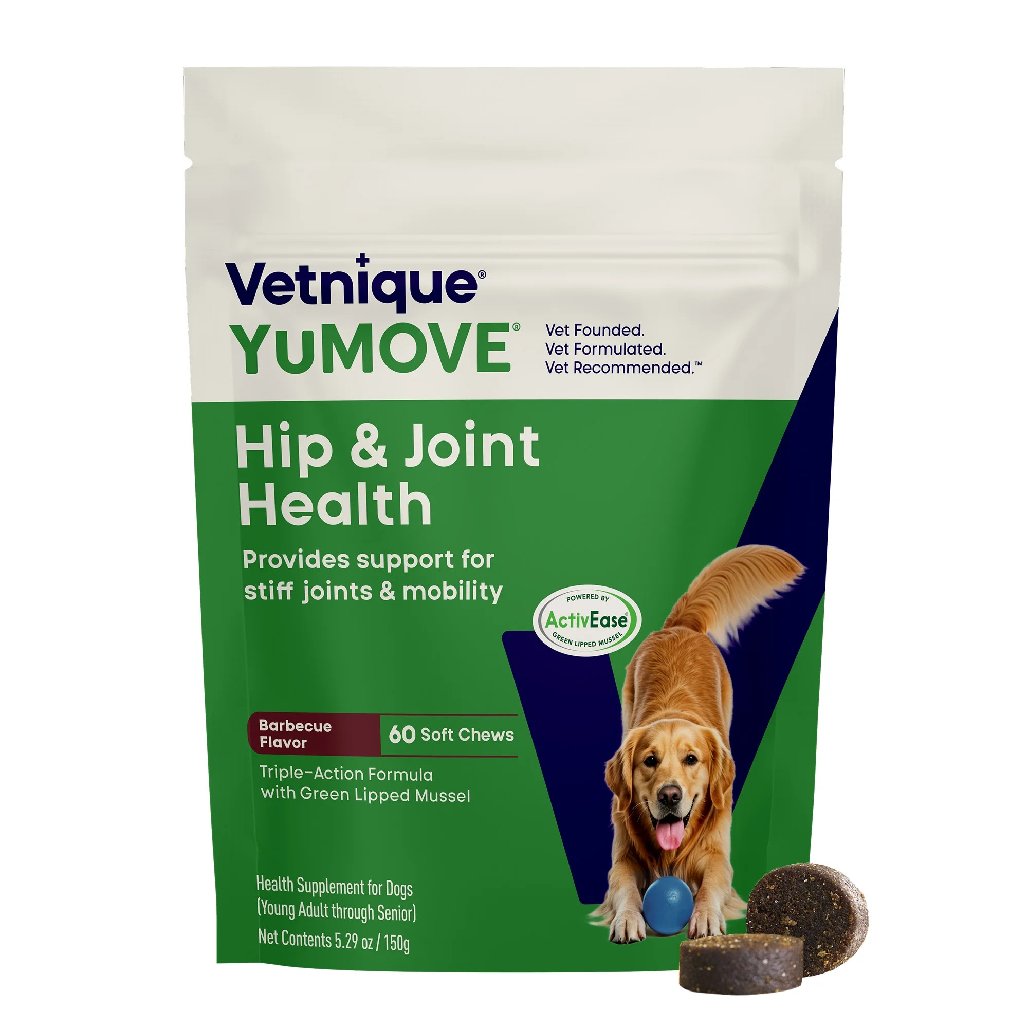 Vetnique Labs YuMOVE Hip & Joint Soft Chews, Barbecue Flavored, Supplements for Adult Dogs, 60 Co... | Walmart (US)