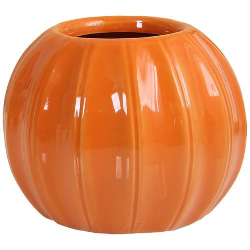 LOGOFUN Pumpkin Vase Ceramic Pumpkin Planter Pumpkin Shaped Dried Flower Vases for Thanksgiving Fall Autumn Harvest Decor - Orange | Amazon (US)