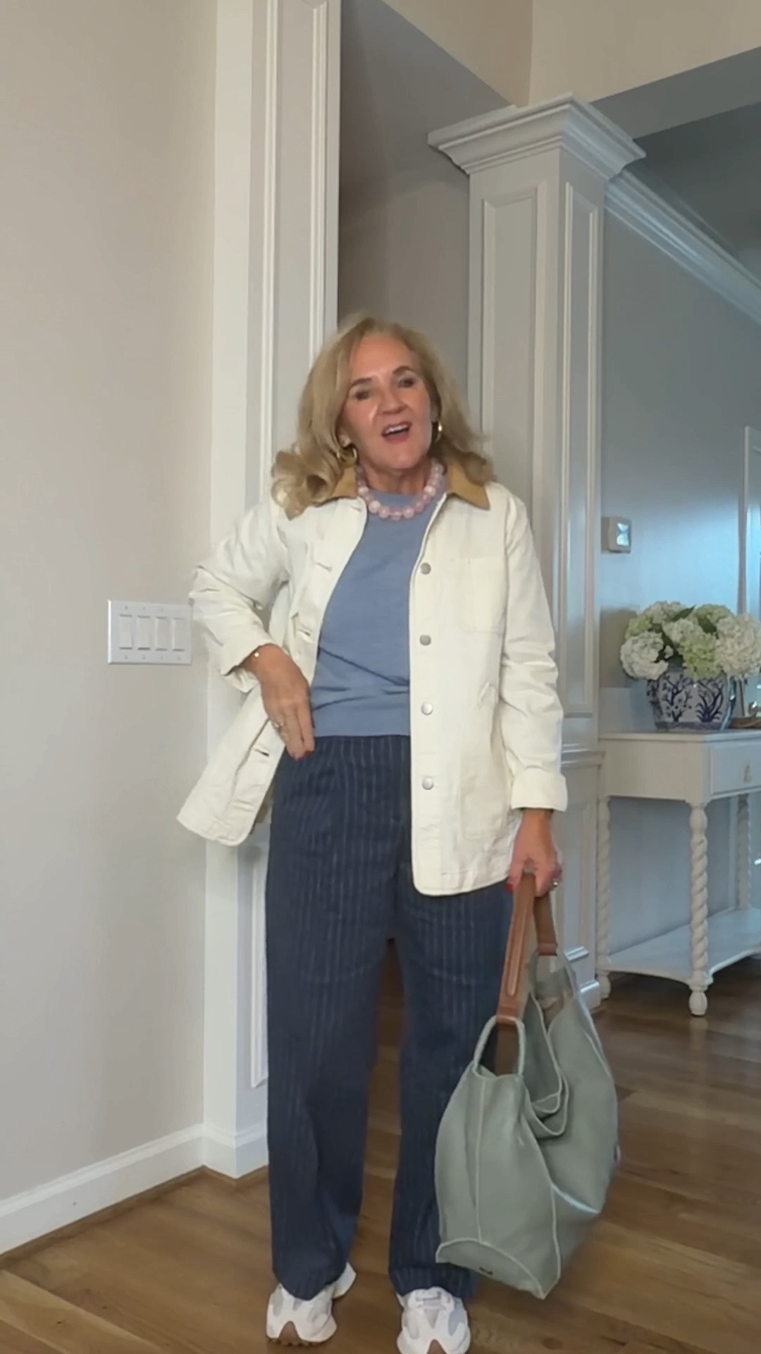 These are the pinstriped suit pants but can totally read casual 
Run big I’m in a 6 petite 
Barn jacket lightweight medium 
Cashmere sweater medium 

All outfits fall jackets, business casual

#LTKOver40 #LTKSaleAlert #LTKSeasonal