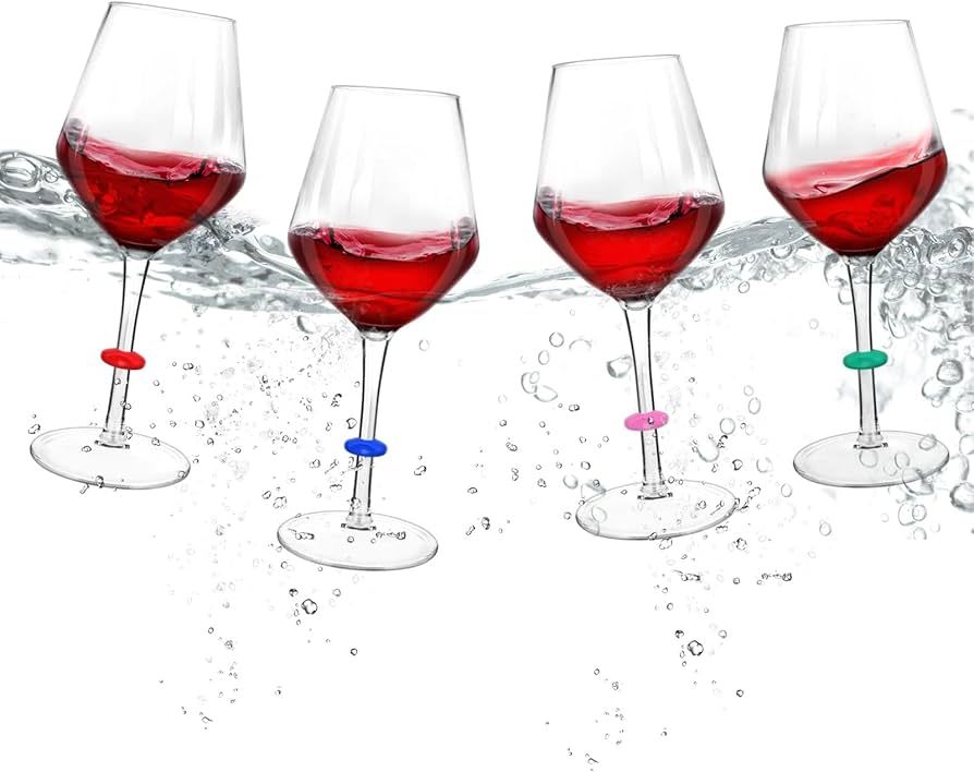 Floating Wine Glasses for Pool with Charms Tags, Shatterproof Poolside Wine Glasses, Floating Cup... | Amazon (US)