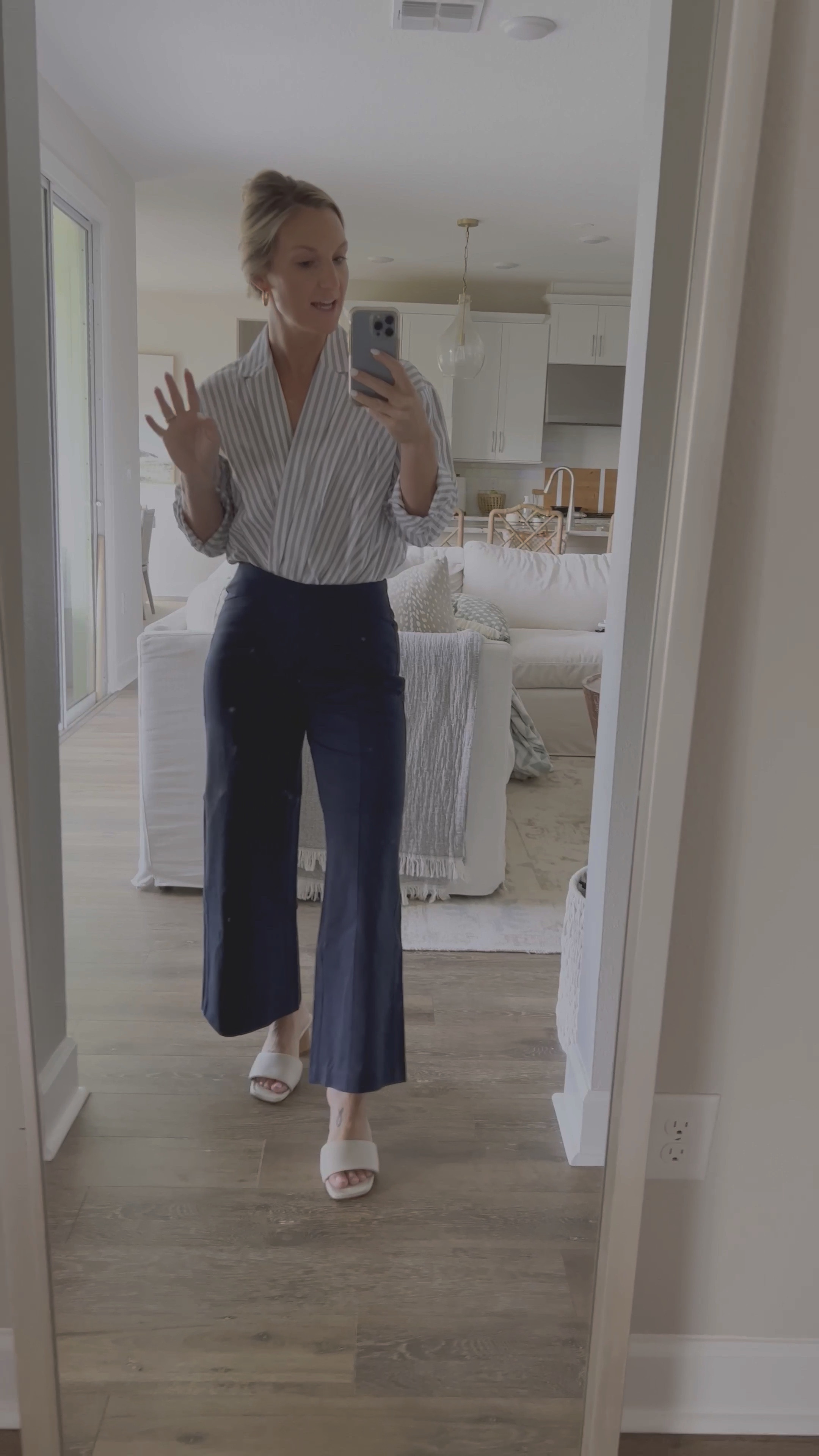 Another day, more workwear!

Top: Small (runs a little big)
Bottoms: 4p (tts)
Sandals: 8 TTS

Work style, office outfit, business casual, work outfit, wide leg pants, navy pants, collared shirt, Steve Madden, Nordstrom, loft, old navy, Ann Taylor; banana republic, Anthropologie, southern style, jcrew, gold earrings, Amazon, 

#LTKfamily #LTKsalealert #LTKunder50