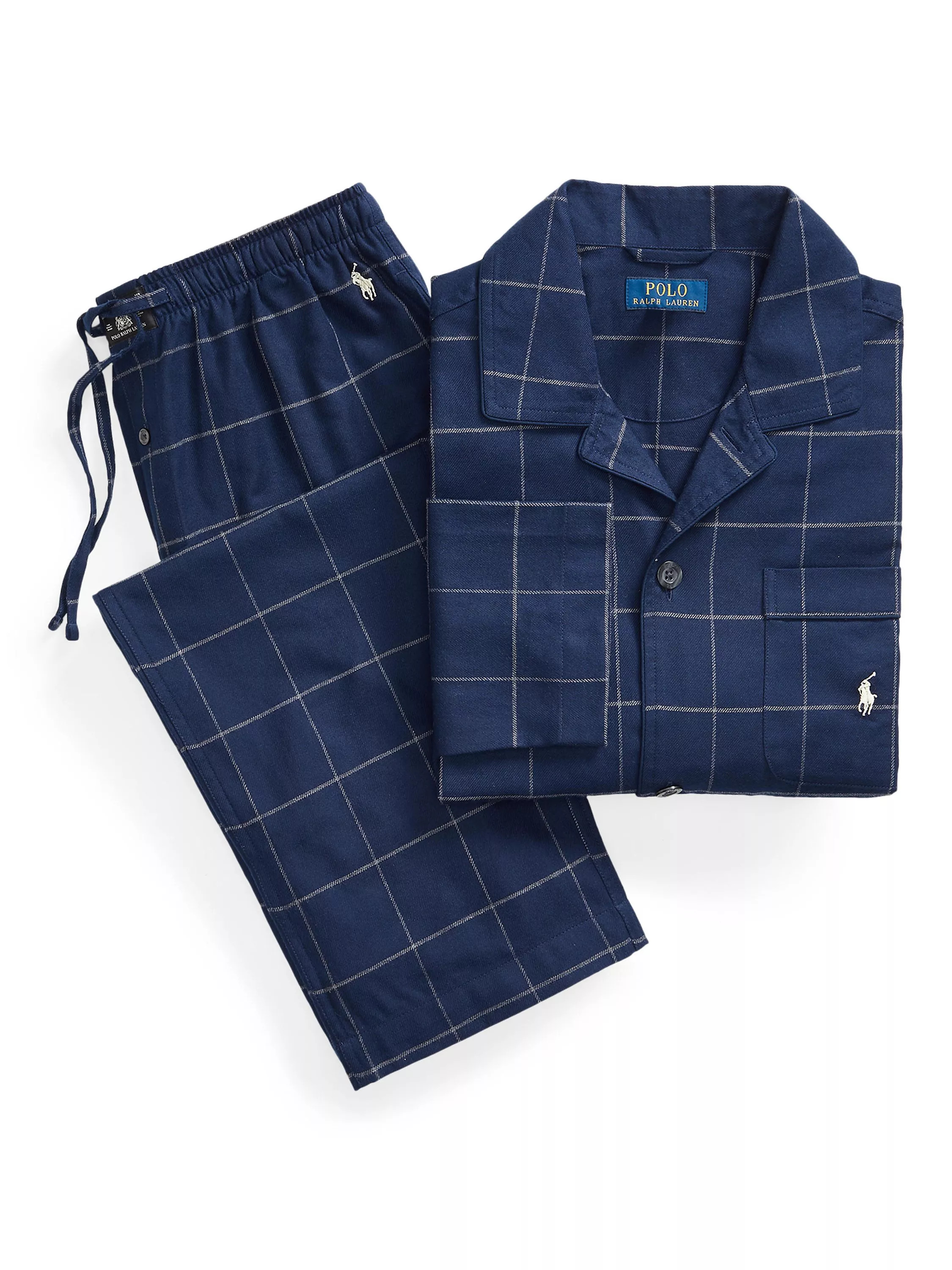 Polo Ralph Lauren Plaid Flannel Pyjama Set, Window Pane Plaid | John Lewis (UK)