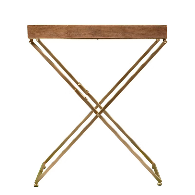 Bushall Folding Side Table Natural/Gold - Aiden Lane | Target