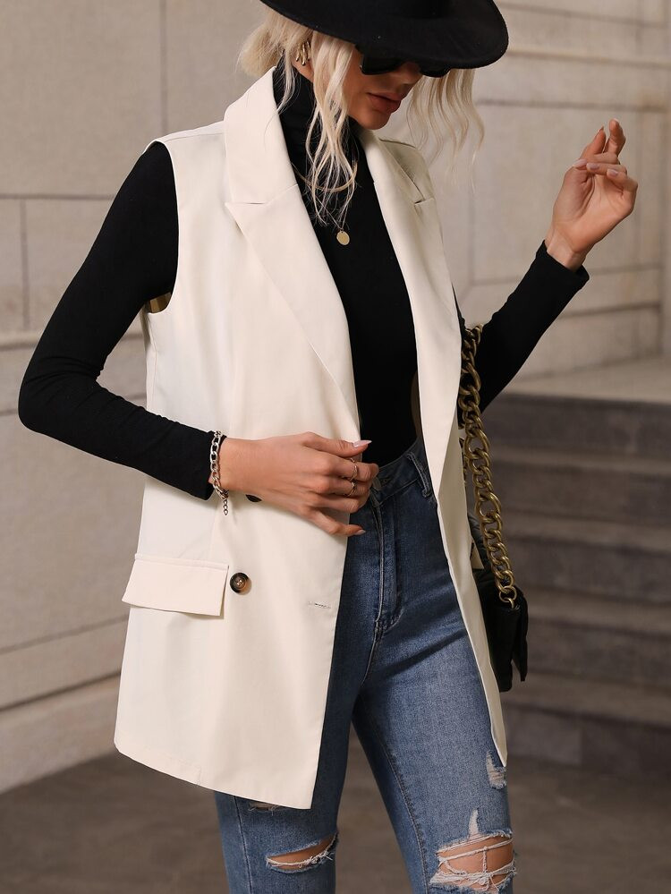 SHEIN Unity 1pc Double Breasted Vest Blazer | SHEIN