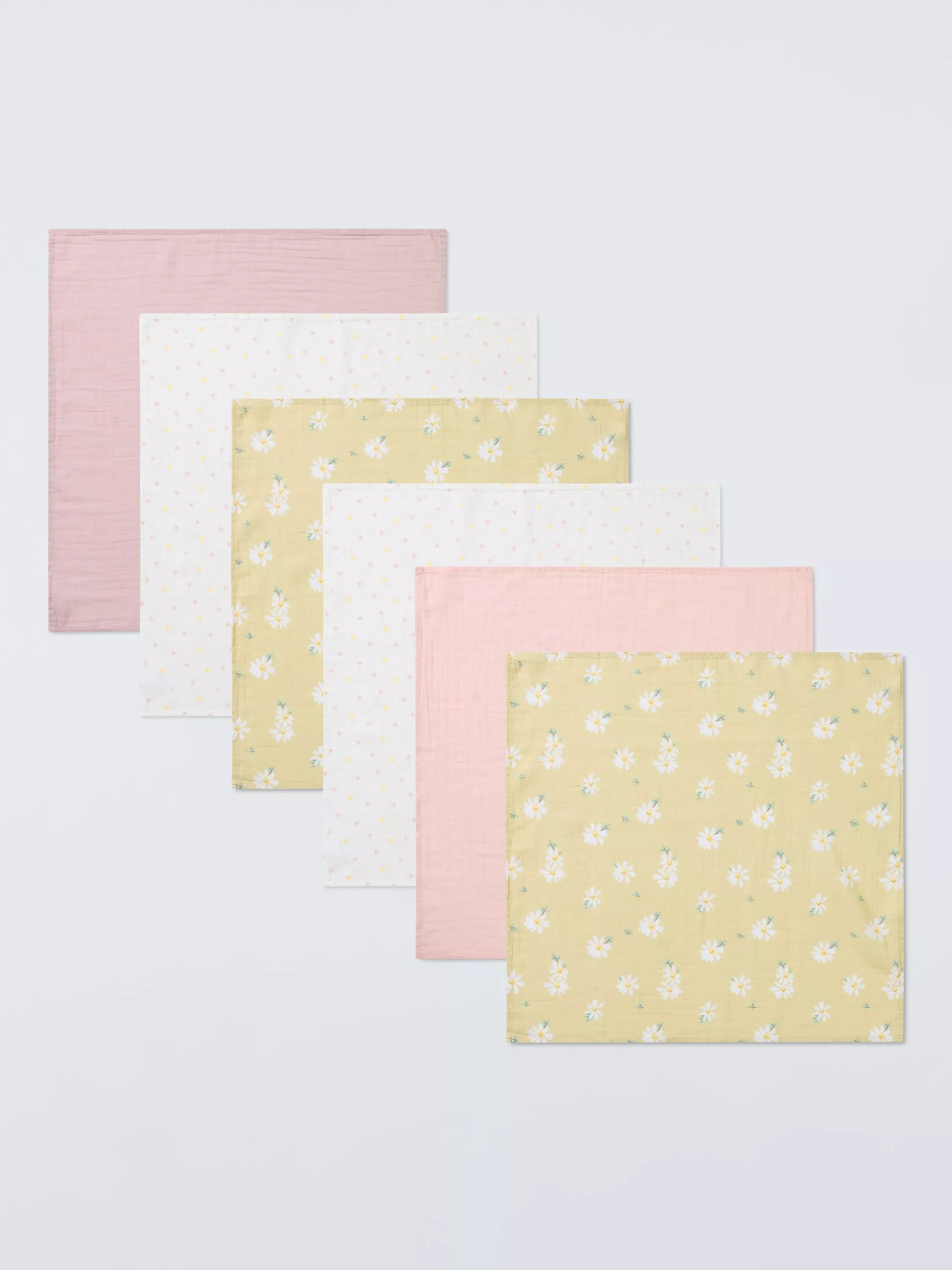 John LewisDaisy Heart Mix Muslin Cloth, Pack of 6 | John Lewis (UK)