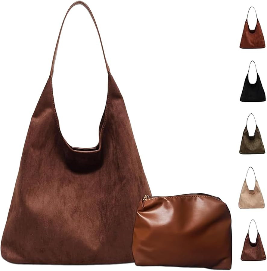Suede Bag for Women Suede Hobo Bags Suedes Tote Bag Suedes Handbag Shoulder Bag | Amazon (US)