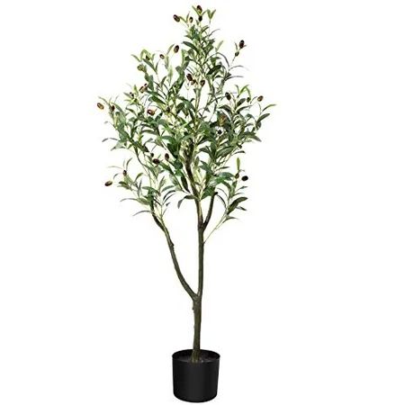 CROSOFMI Artificial Olive Tree Plant 4 Feet Fake Topiary Silk Tree, Perfect Faux Plants in Pot for I | Walmart (US)