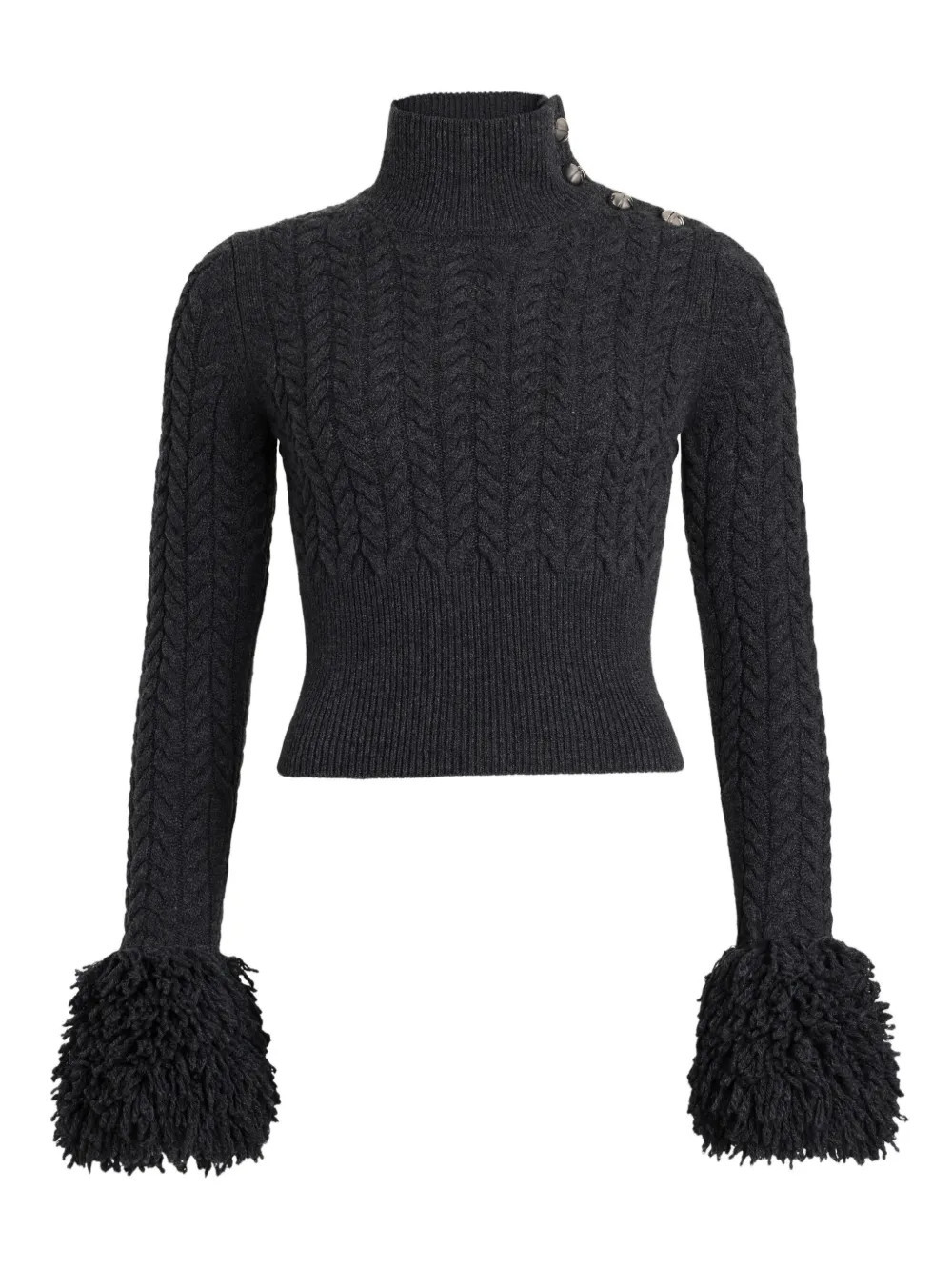 Patou cable-knit fringe-trimmed jumper - Grey | Farfetch Global