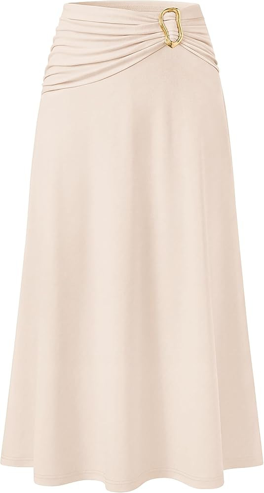 ZESICA Casual Maxi Skirts for Women 2026 Summer Elastic High Waist A-Line Flowy Knit Long Skirt G... | Amazon (US)