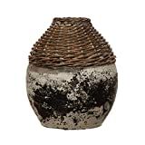 Creative Co-Op Hand-Woven Rattan & Clay, Distressed White (Each One Will Vary) Vase, Brown | Amazon (US)