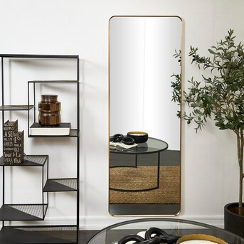 Grayson Lane 24-in W x 65-in H Gold with Thin Frame Polished Frameless Full Length Floor Mirror | Lowe's