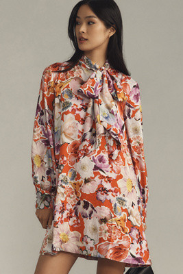 The Caroline Tie-Neck Mini Dress by Maeve | Anthropologie (US)