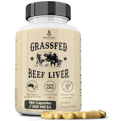 Ancestral Supplements Grass Fed Beef Liver 180 Capsules, Supports Energy Production, Detoxificati... | Amazon (US)