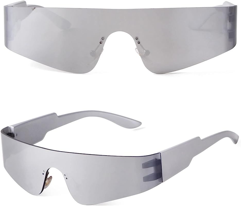 Amazon.com: ADE WU Trendy Futuristic Sunglasses Women Men, Fashion Mirrored Shield Shades Sun Gla... | Amazon (US)