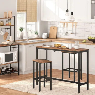 Bar Table Set, Pub Tables Bar Height With Stools Set Of 2, Bar Chairs Under Counter Height Table For Small Spaces | Wayfair North America