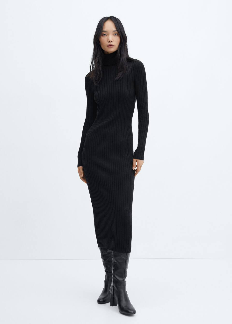Turtleneck ribbed midi-dressREF. 57087730-GOLETAC-LM | MANGO (UK)