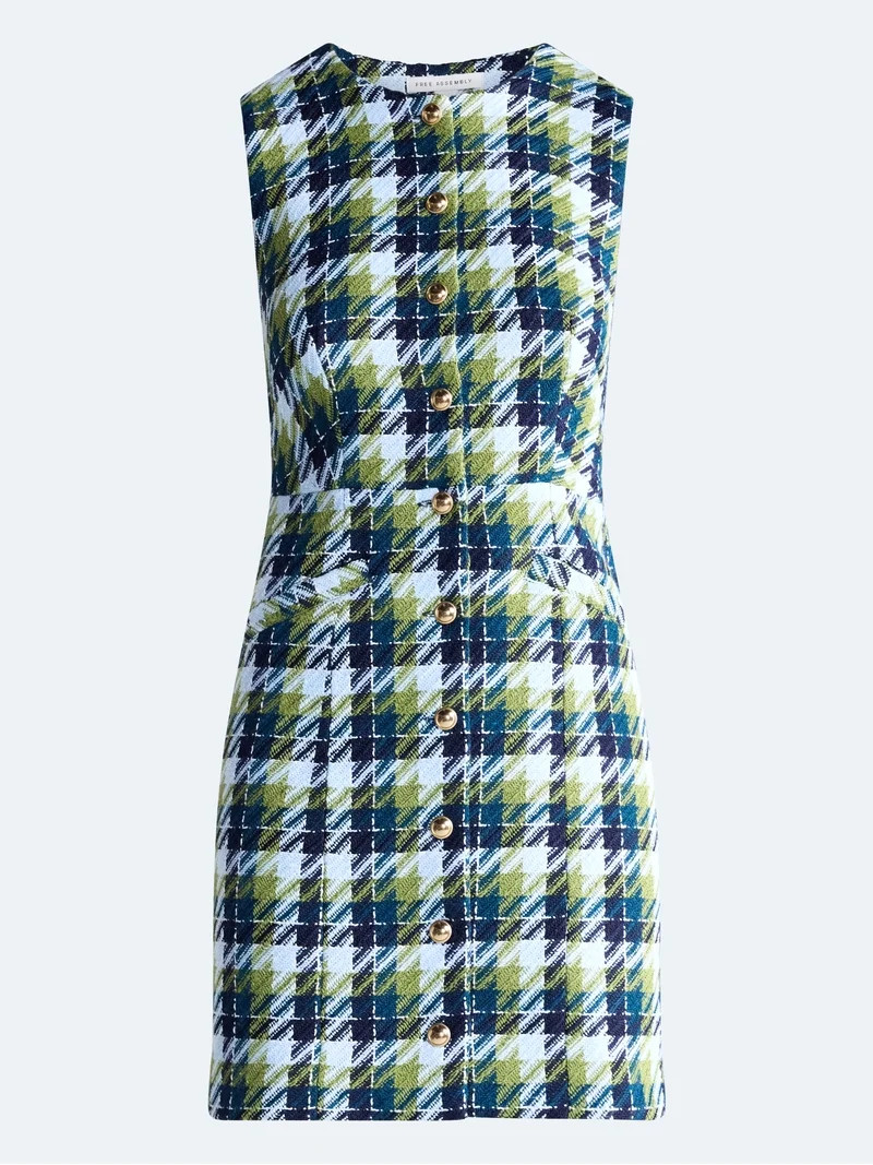 Free Assembly Women's and Women's Plus Sleeveless Tweed Mini Dress, Sizes 0-28 | Walmart (US)