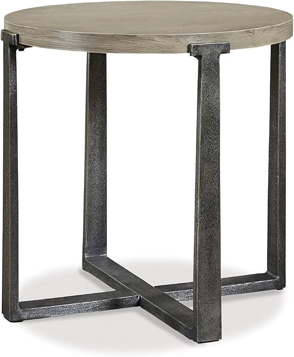 Signature Design by Ashley Dalenville Industrial Round End Table, Gray | Amazon (US)