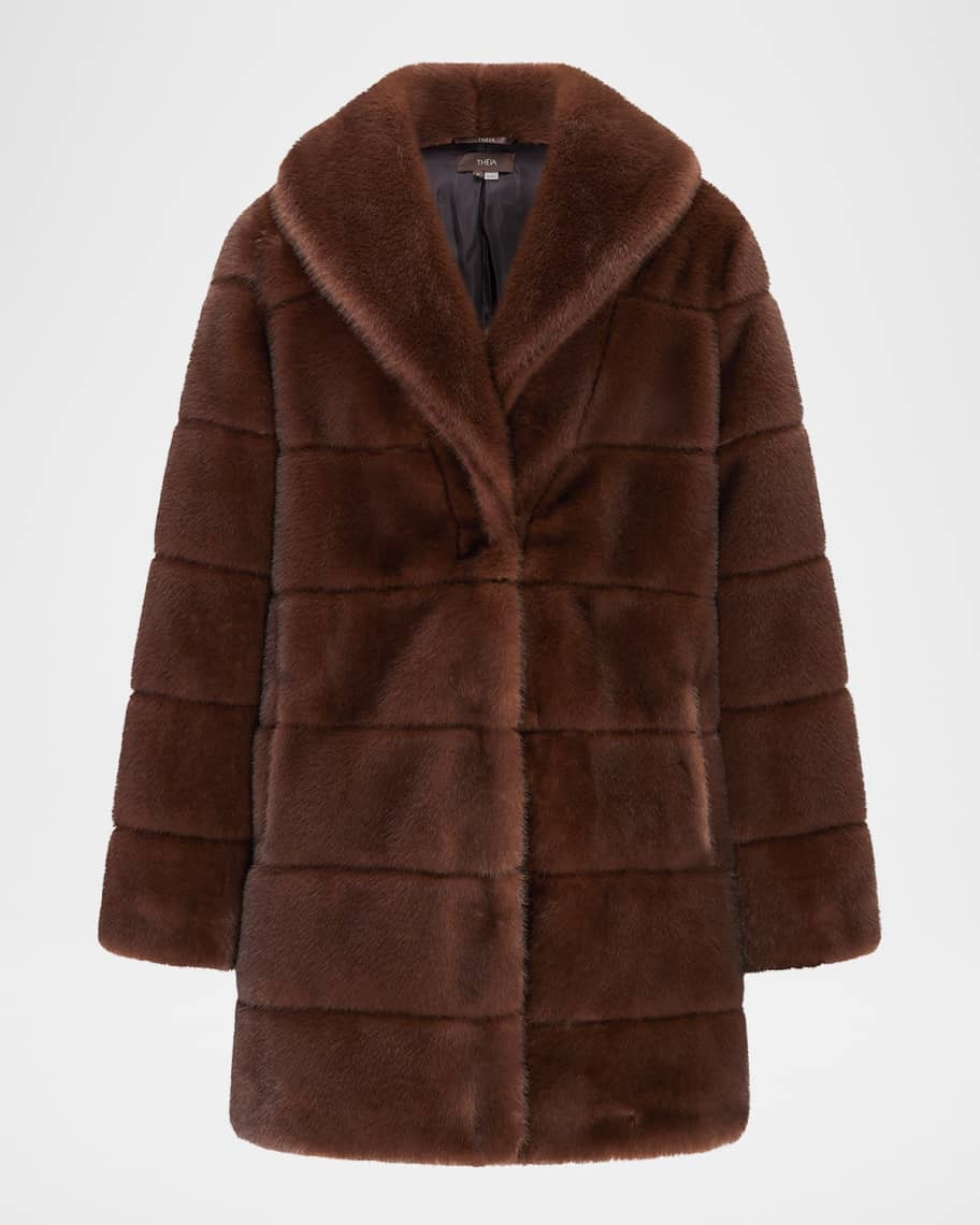 Theia Mink Faux Fur Stroller Coat | Neiman Marcus