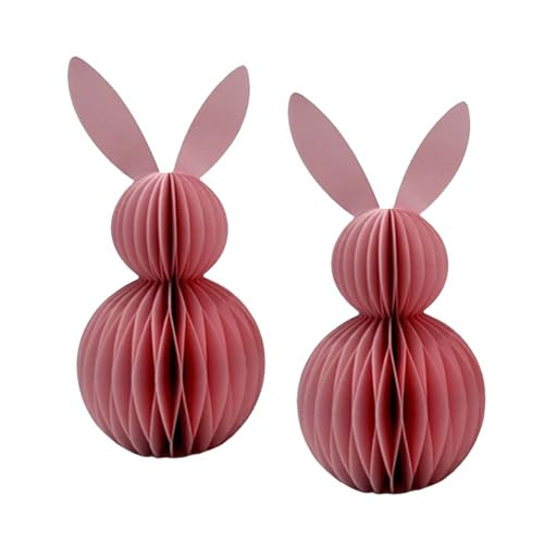2PCS Honeycomb Paper Bunny Table Centerpiece Set,Easter Decorations,3D Honeycomb Easter Decorations,Decor for Spring Garden Party Supply (Pink) | Amazon (US)