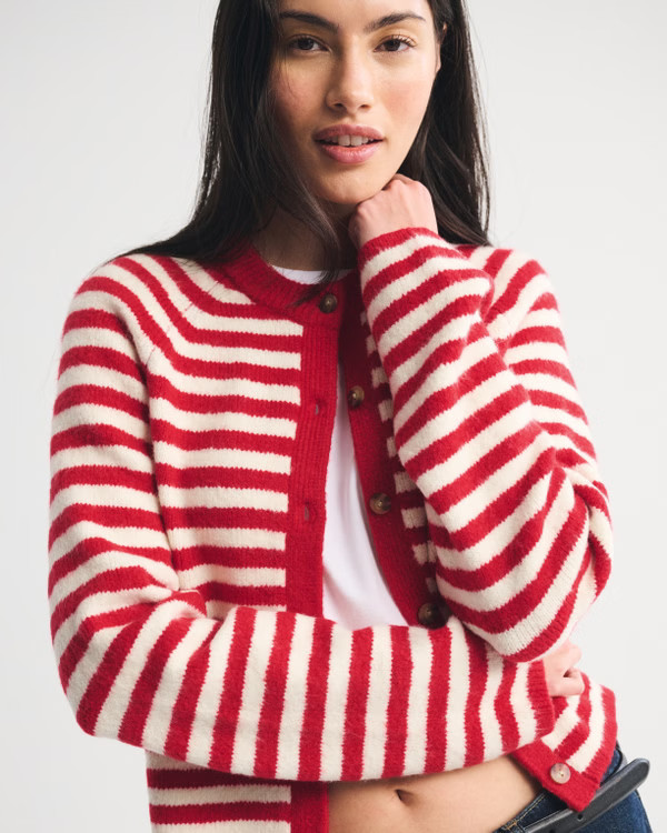 Striped Crew Cardigan | Abercrombie & Fitch (US)