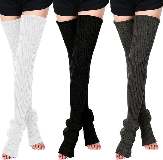 Leg Warmers 3 Pairs Thigh High Leg Warmers Knit Warm Long Leg Warmers Sweater Leg Warmers Women's... | Amazon (US)
