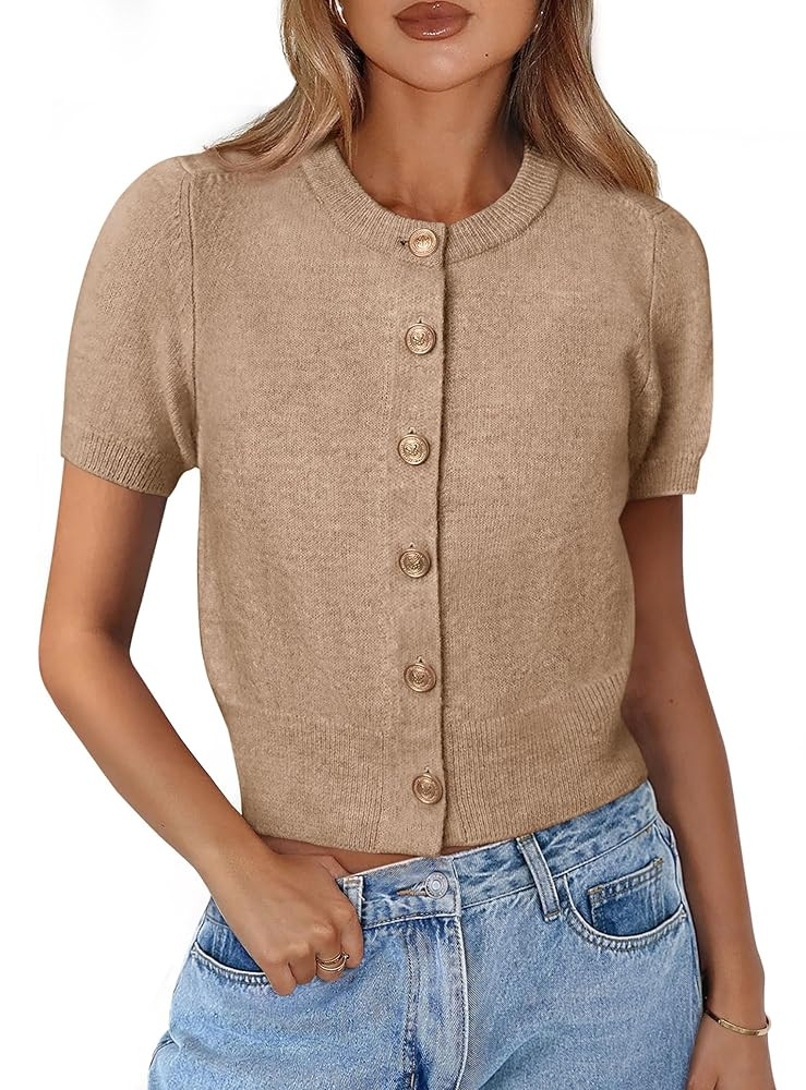 PRETTYGARDEN Womens Casual Summer Short Sleeve Cardigans 2025 Button Down Knitted Sweater Basic C... | Amazon (US)