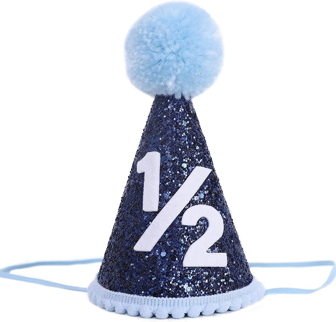 Blue Party Half Birthday Baby Boy Party Hat - 1/2 Birthday Party Hat | Amazon (US)