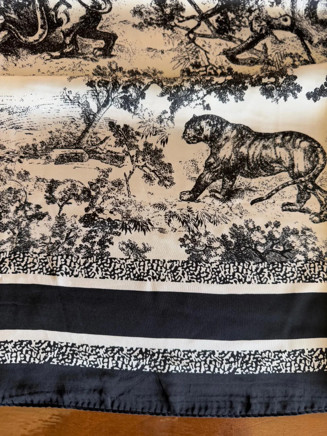 Grand Scarf in Black Toile De Jouy Patterned Silk Blend - Etsy | Etsy (US)