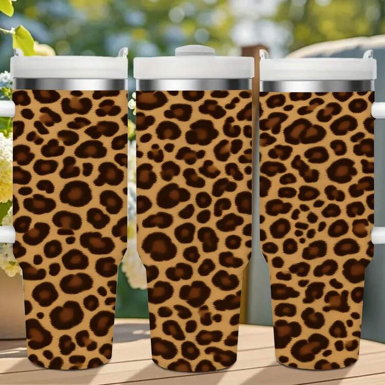 1pc 20oz/40oz Leopard Print Tumbler With Lid And Straw, Insulated Travel Mug For Fall, Gift For W... | SHEIN