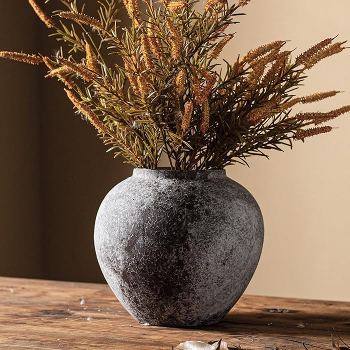 Rustic Distressed Large Ceramic Vase, 8.6 inch Terracotta Pottery Tall Decorative Vases, Concrete... | Amazon (US)