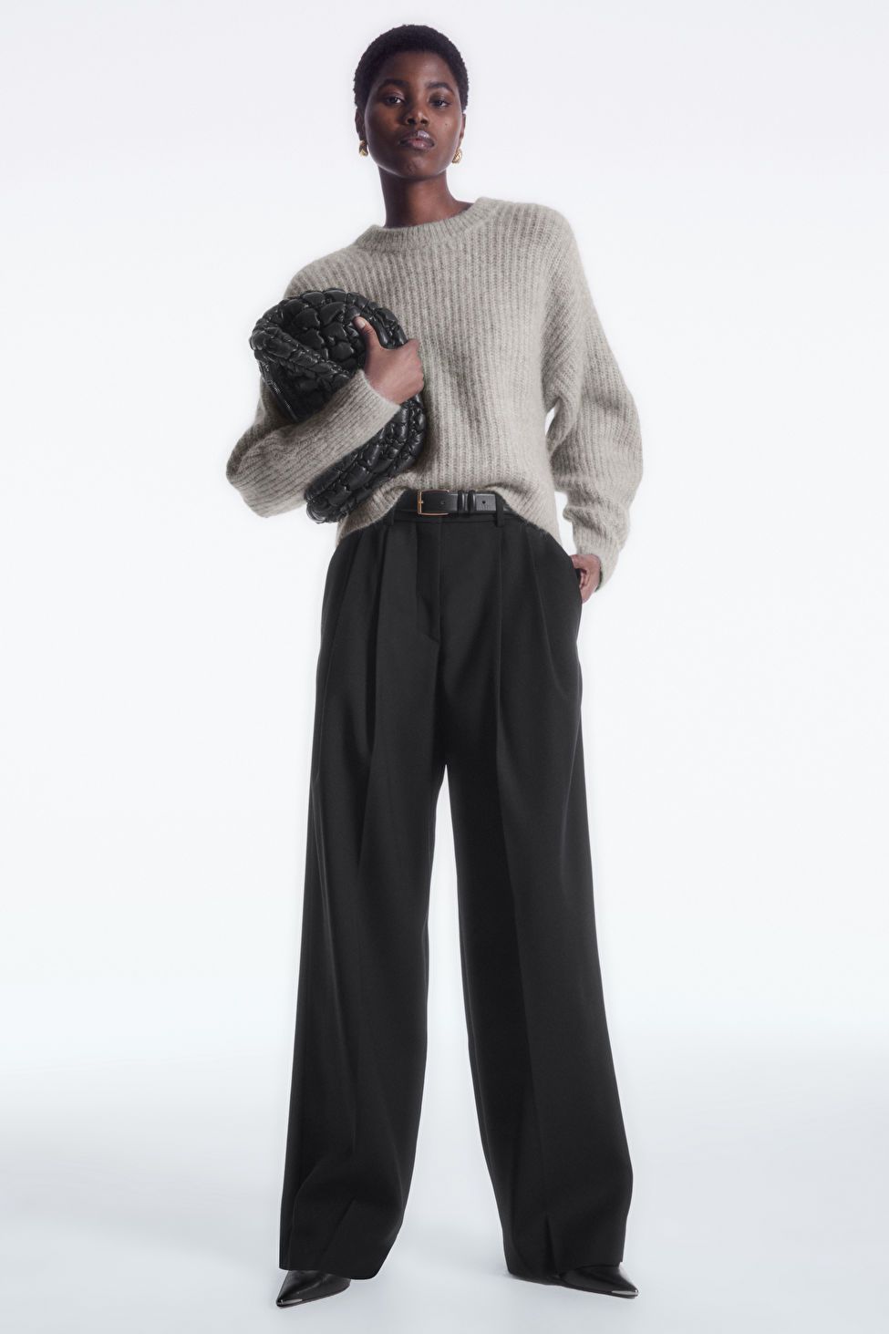 WIDE-LEG TAILORED WOOL TROUSERS - BLACK - COS | COS UK