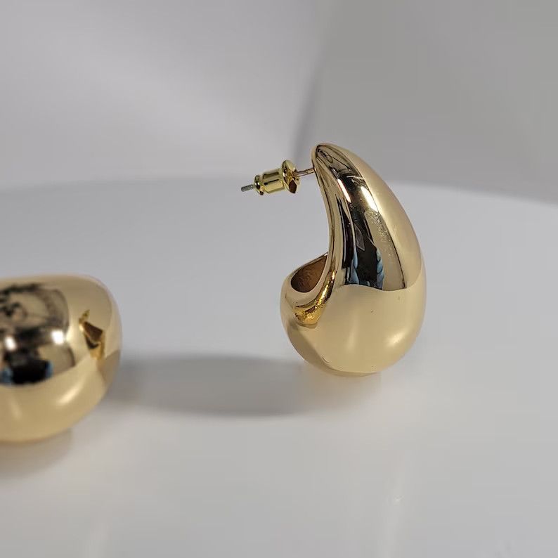 Kylie Earrings - Chunky Vintage Gold Earrings, Chunky Hoop Stud Earrings, 18K Gold Hoops, Platinu... | Etsy (US)