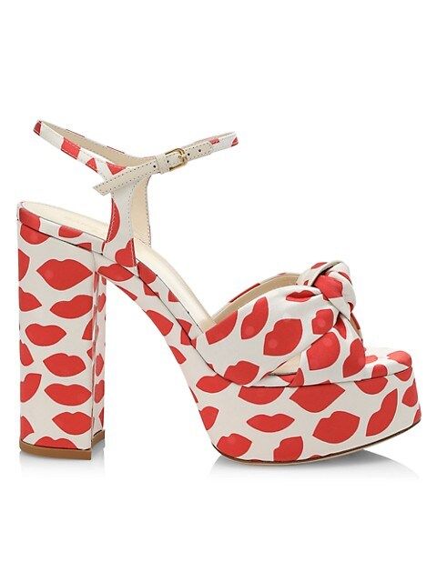 Bianca Knotted Lip-Print Canvas Platform Sandals | Saks Fifth Avenue