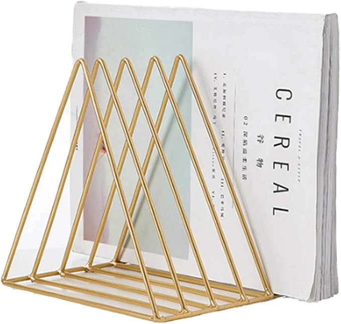 QPEY Triangle File Holder,5 Slot Metal Vinyl Record Stand Holder Magazine Newspaper Holder Photog... | Amazon (US)