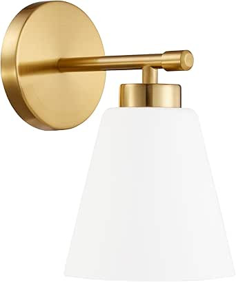 Hamilyeah Bathroom Wall Sconce with Frosted Shade Gold, Industrial Sconces Wall Lighting Fixture ... | Amazon (US)