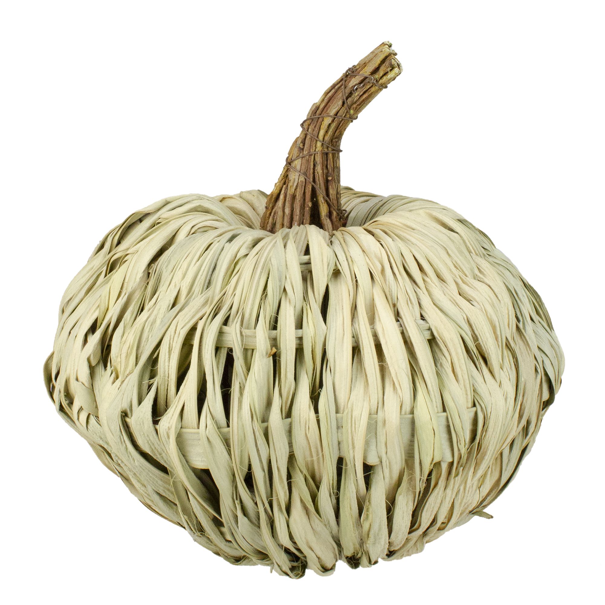 10" White Autumn Harvest Woven Pumpkin Decoration | Walmart (US)