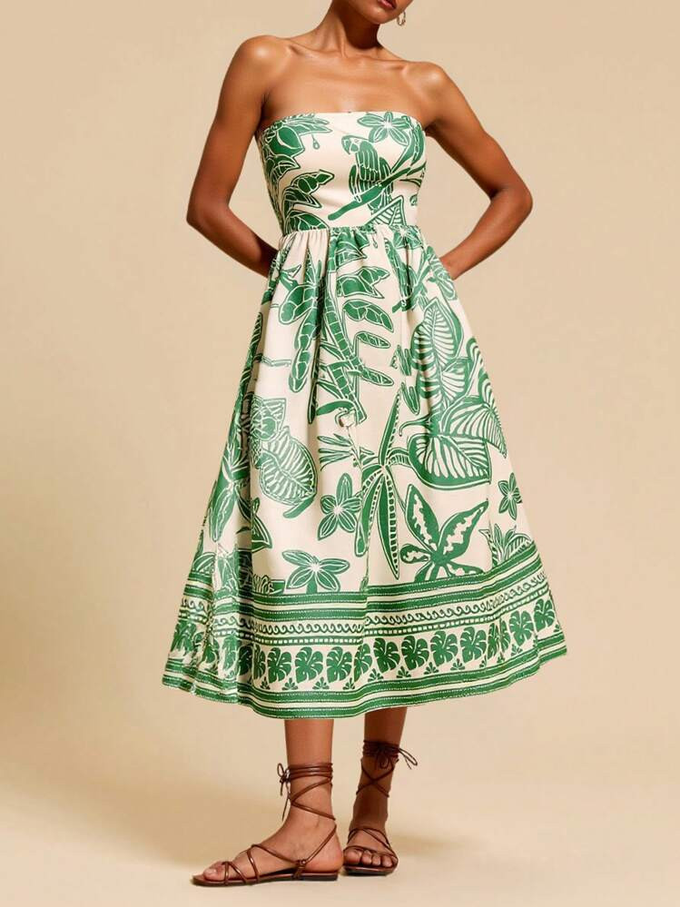Travachic Tropical Print Sleeveless Vacation Casual Dress,Summer Outfits For Women,Tropical Vacation Woman Clothes,Vacation Outfits Women | SHEIN