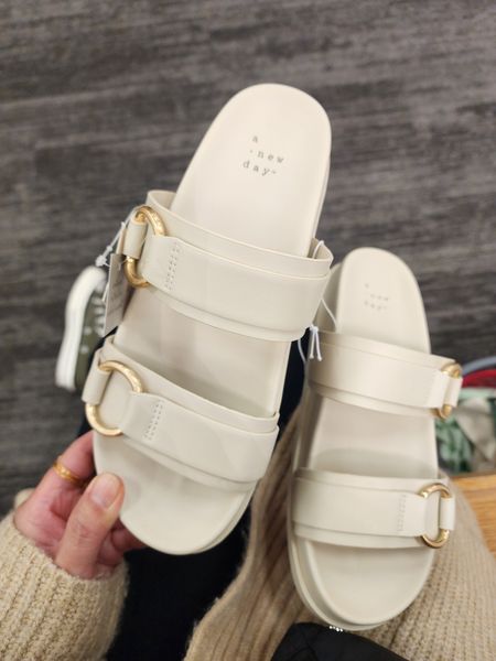 Cream buckle detail sandals, two bands, true to size, also in black, summer shoes, target style, targetfavefinds 

#LTKSeasonal #LTKshoecrush #LTKstyletip